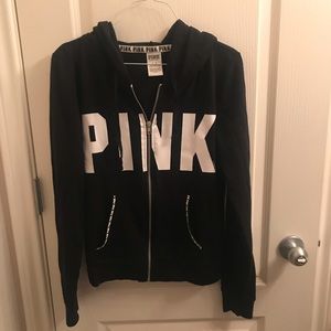 VS PINK Black Zip-up Hoodie M